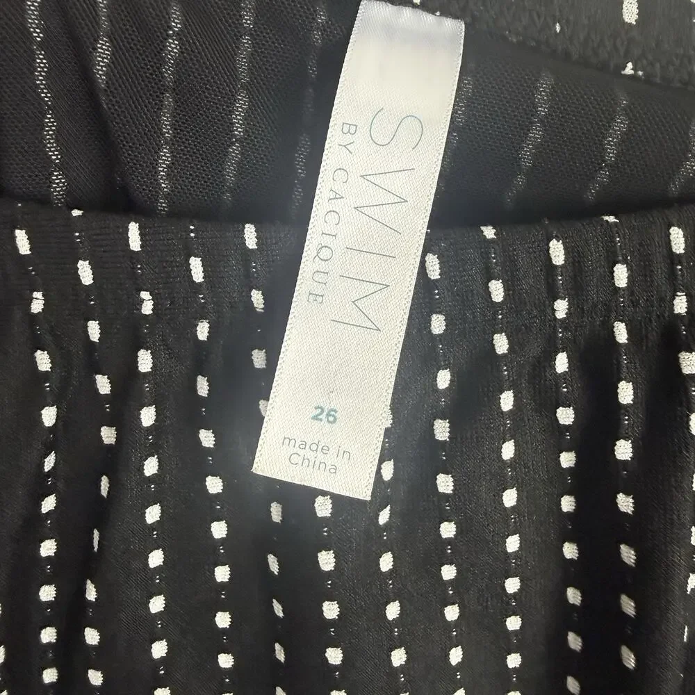 Lane Bryant Cacique Swim Black Textured Polka Dot Swim Skirt Size 26